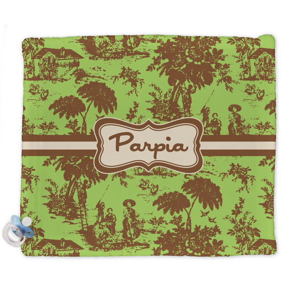 Custom Green & Brown Toile Security Blankets - Double Sided (Personalized)