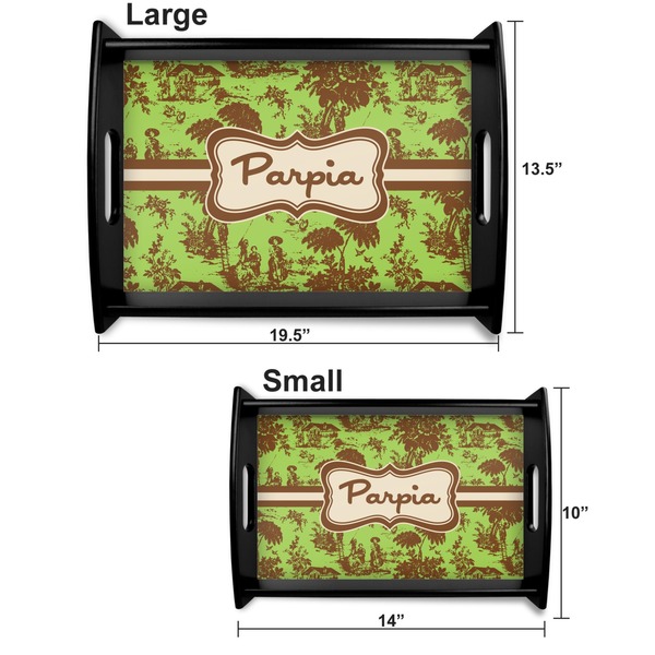 Green & Brown Toile Serving Tray Black Sizes