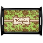 Green & Brown Toile Black Wooden Tray - Small (Personalized)