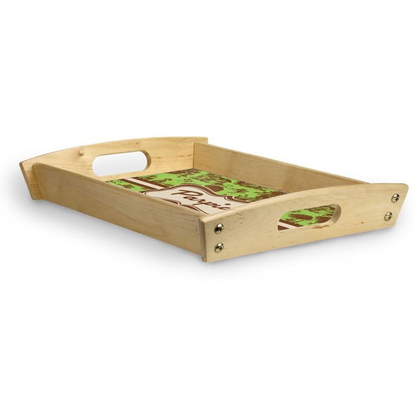 Green & Brown Toile Serving Tray Wood Small - Corner