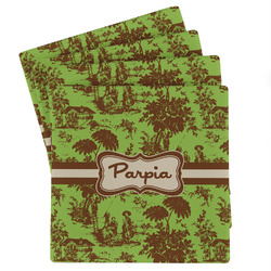 Green & Brown Toile Absorbent Stone Coasters - Set of 4 (Personalized)