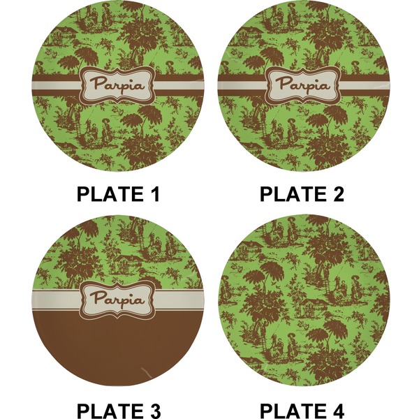 Green & Brown Toile Set of Appetizer / Dessert Plates (Approval)