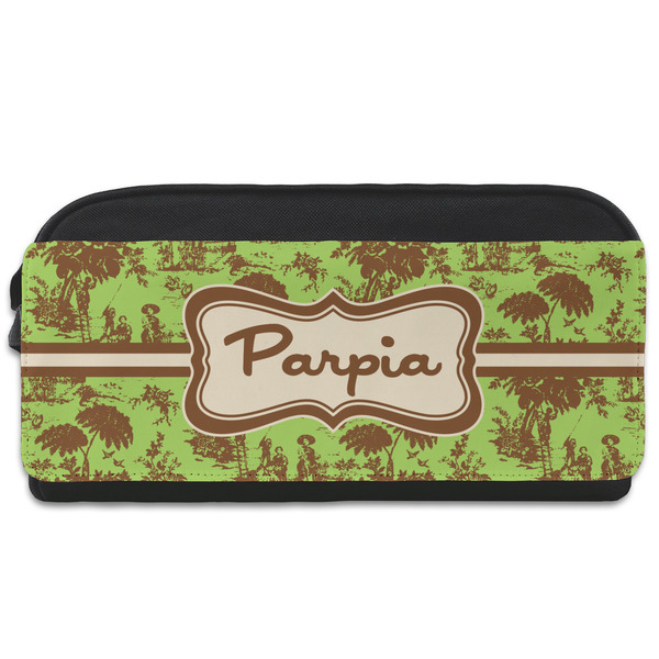 Custom Green & Brown Toile Shoe Bag (Personalized)