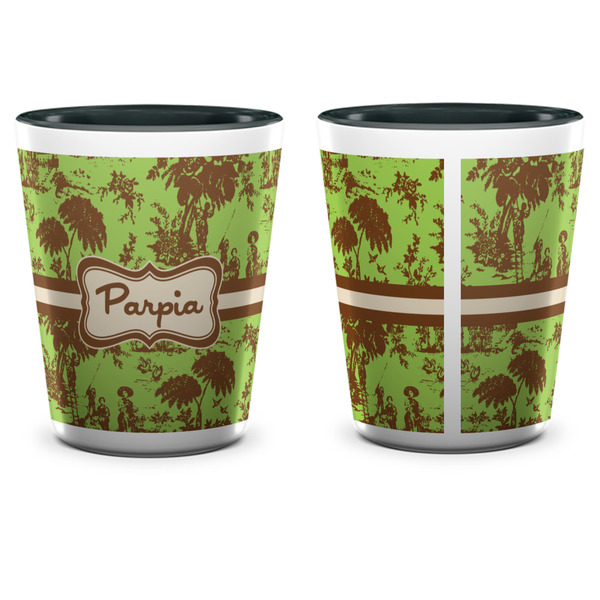 Green & Brown Toile Shot Glass - Two Tone - APPROVAL