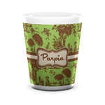 Green & Brown Toile Ceramic Shot Glass - 1.5 oz - White - Set of 4 (Personalized)