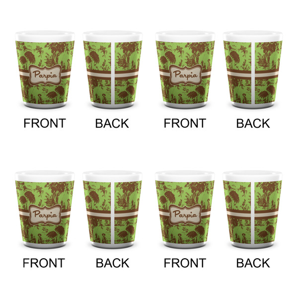Green & Brown Toile Shot Glass - White - Set of 4 - APPROVAL