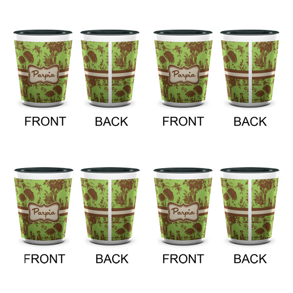 Green & Brown Toile Shot Glassess - Two Tone - Set of 4 - APPROVAL