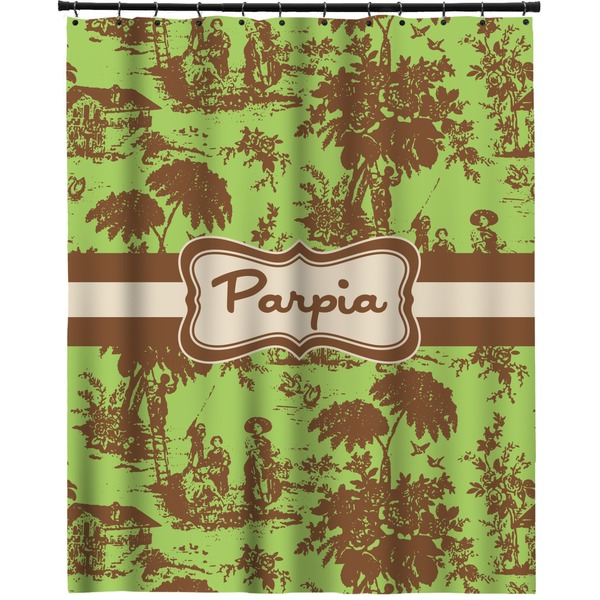 Custom Green & Brown Toile Extra Long Shower Curtain - 70"x84" (Personalized)
