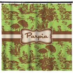 Green & Brown Toile Shower Curtain - Custom Size (Personalized)