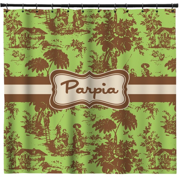 Custom Green & Brown Toile Shower Curtain - Custom Size (Personalized)