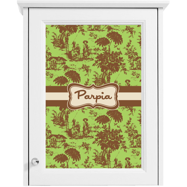 Green & Brown Toile Single White Cabinet Decal