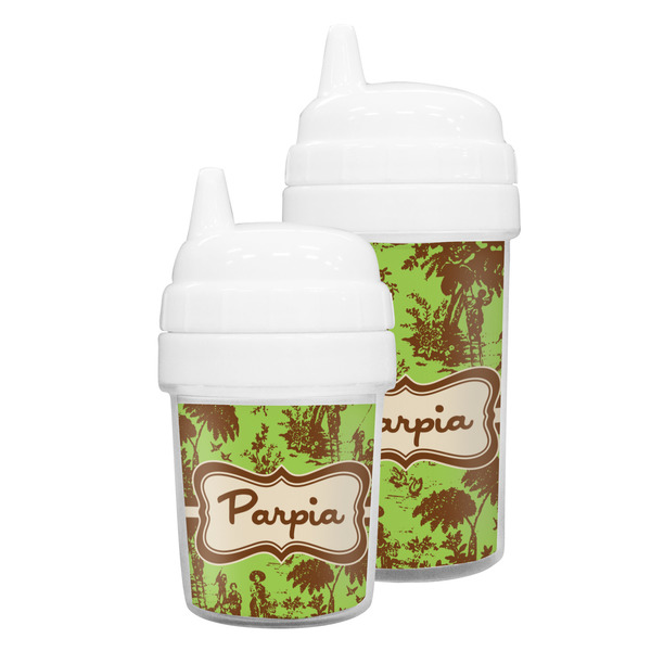 Green & Brown Toile Sippy Cups