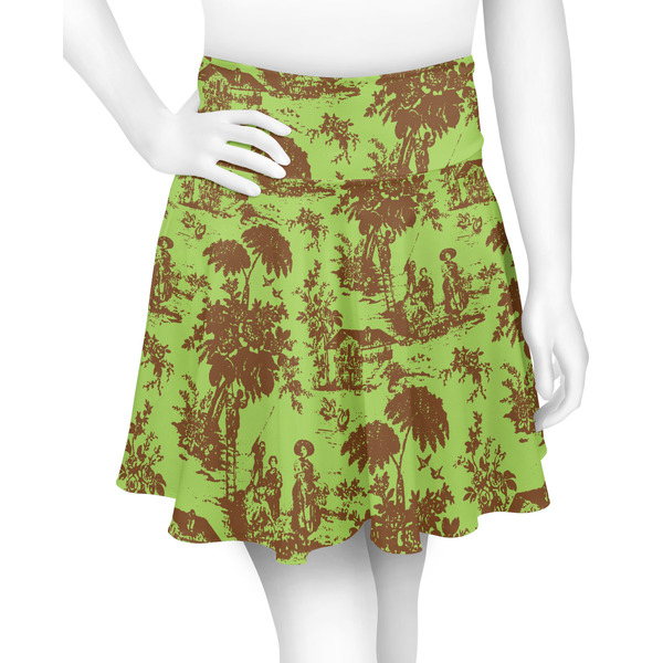 Custom Green & Brown Toile Skater Skirt - Medium