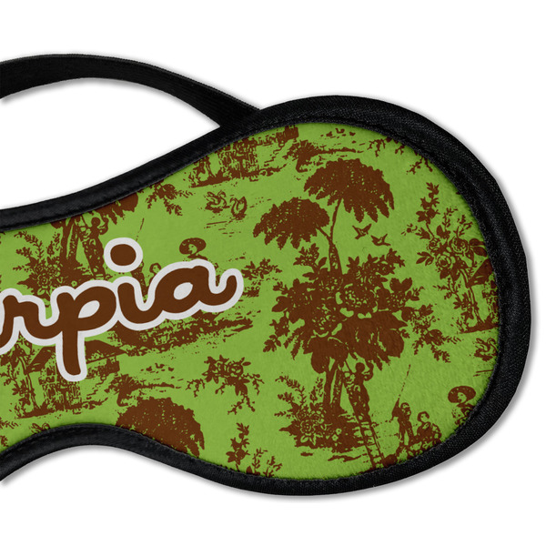 Green & Brown Toile Sleeping Eye Mask - DETAIL Large