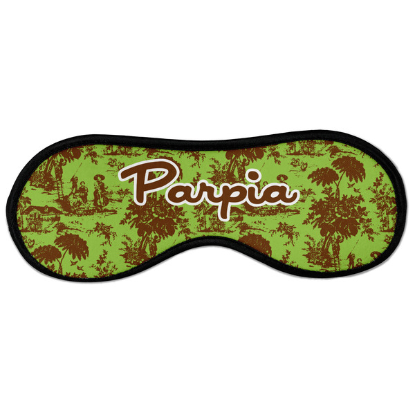 Green & Brown Toile Sleeping Eye Mask - Front Large