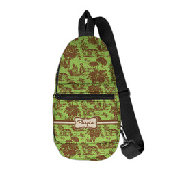 Green & Brown Toile Sling Bag (Personalized)