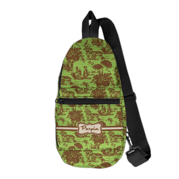 Custom Green & Brown Toile Sling Bag (Personalized)