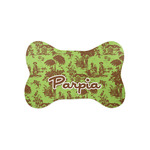 Green & Brown Toile Bone Shaped Dog Food Mat (Small) (Personalized)