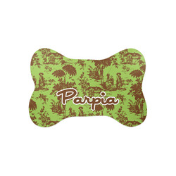 Green & Brown Toile Bone Shaped Dog Food Mat (Small) (Personalized)