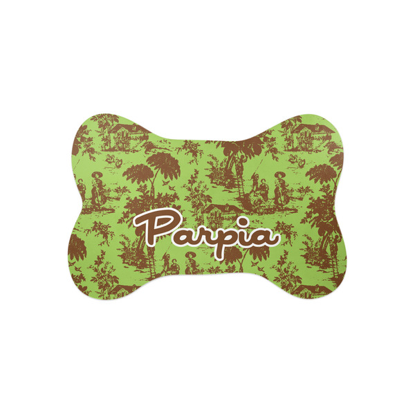 Custom Green & Brown Toile Bone Shaped Dog Food Mat (Small) (Personalized)