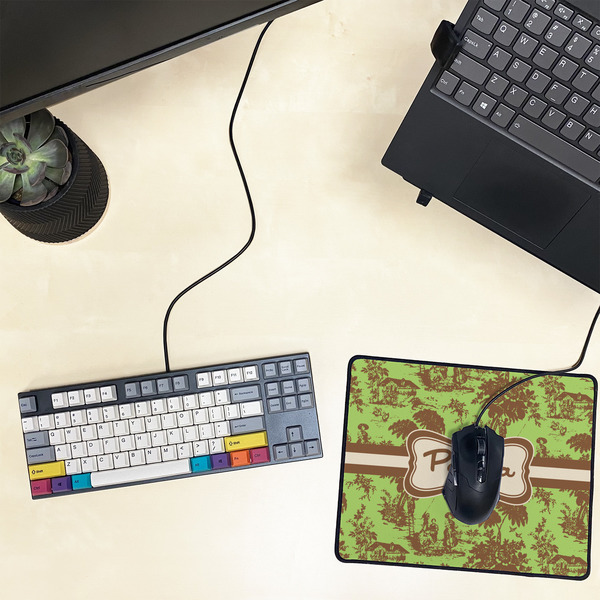 Green & Brown Toile Small Gaming Mats - LIFESTYLE
