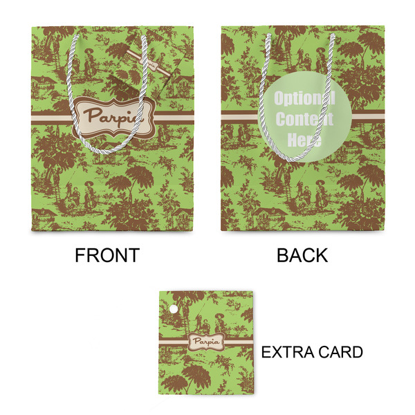 Green & Brown Toile Small Gift Bag - Approval