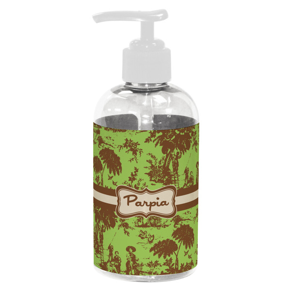 Green & Brown Toile Small Liquid Dispenser (8 oz) - White
