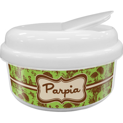 Green & Brown Toile Snack Container (Personalized)