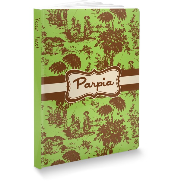 Custom Green & Brown Toile Softbound Notebook - 5.75" x 8" (Personalized)