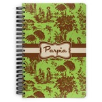 Green & Brown Toile Spiral Notebook - 7x10 w/ Name or Text