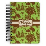 Green & Brown Toile Spiral Notebook - 5x7 w/ Name or Text