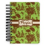 Green & Brown Toile Spiral Notebook - 5x7 w/ Name or Text