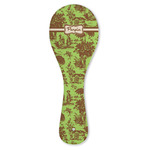 Green & Brown Toile Ceramic Spoon Rest (Personalized)
