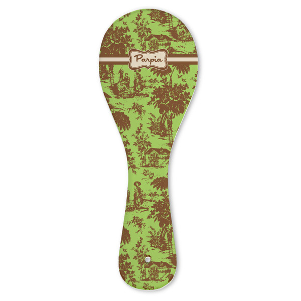 Custom Green & Brown Toile Ceramic Spoon Rest (Personalized)
