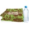 Green & Brown Toile Sports Towel Folded with Water Bottle