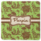 Green & Brown Toile Square Rubber Backed Coaster (Personalized)