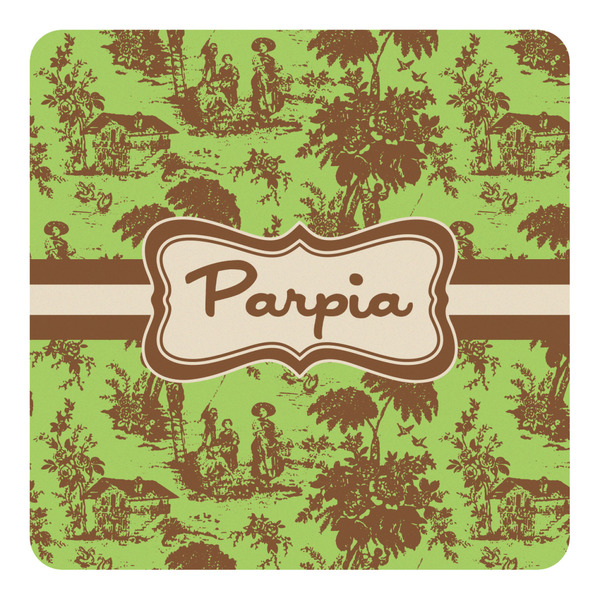 Custom Green & Brown Toile Square Decal - Small (Personalized)