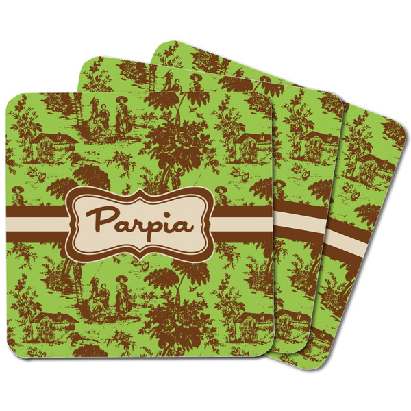 Green & Brown Toile Square Fridge Magnet - MAIN