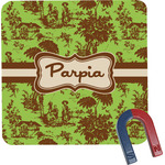Green & Brown Toile Square Fridge Magnet (Personalized)