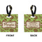 Green & Brown Toile Square Luggage Tag (Front + Back)