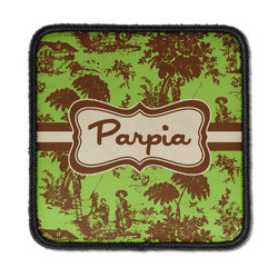 Green & Brown Toile Iron On Square Patch w/ Name or Text