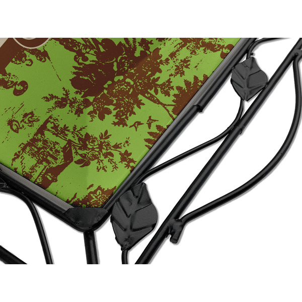 Green & Brown Toile Square Trivet - Detail