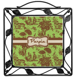 Green & Brown Toile Square Trivet (Personalized)