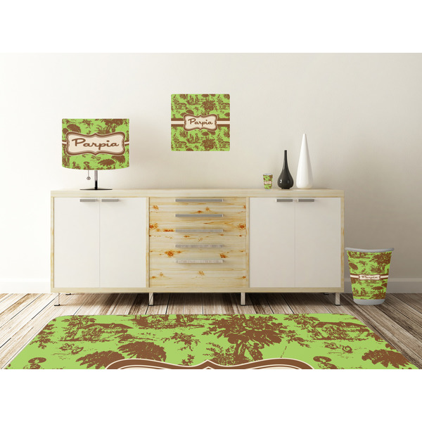 Green & Brown Toile Square Wall Decal Wooden Desk