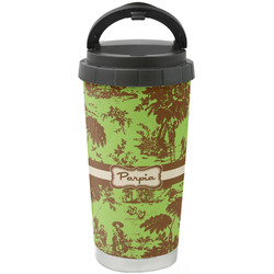 Green & Brown Toile Stainless Steel Coffee Tumbler (Personalized)