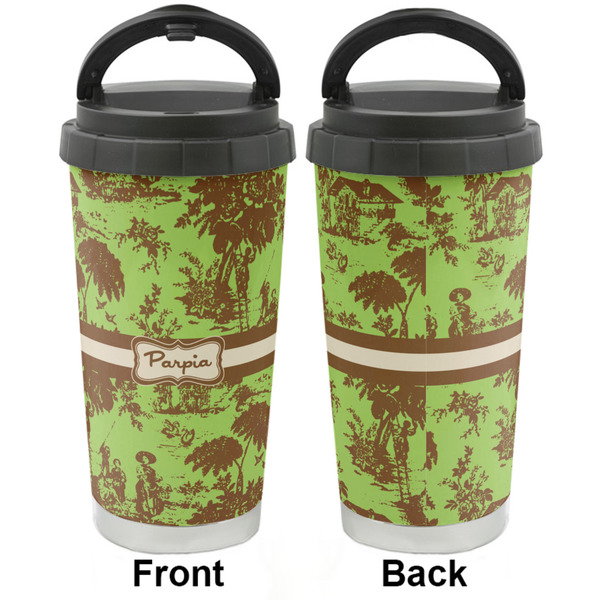 Green & Brown Toile Stainless Steel Travel Cup - Apvl