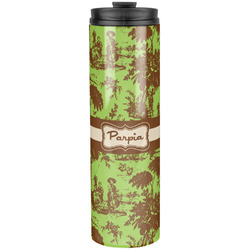 Green & Brown Toile Stainless Steel Skinny Tumbler - 20 oz (Personalized)