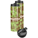 Green & Brown Toile Stainless Steel Skinny Tumbler (Personalized)