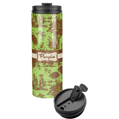 Custom Green & Brown Toile Stainless Steel Skinny Tumbler (Personalized)