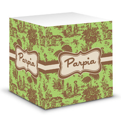 Green & Brown Toile Sticky Note Cube (Personalized)